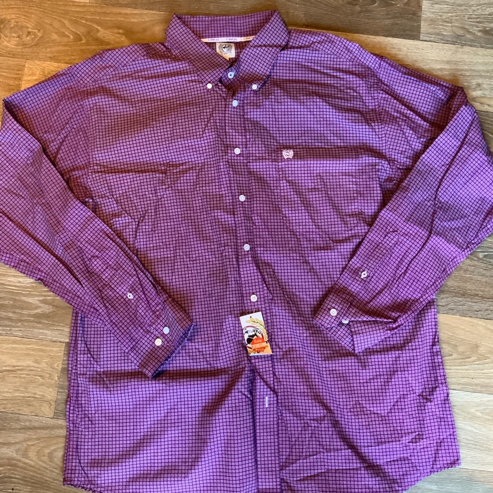 Cinch Men’s Plum Square Patterned Western shirt